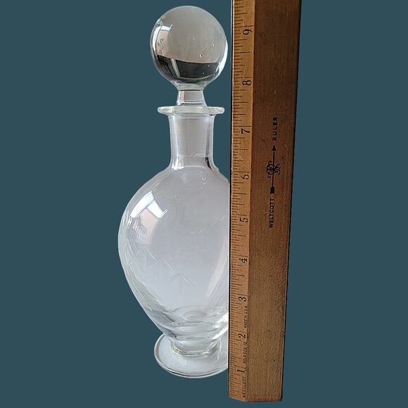 Vintage 1930s Etched Bamboo Motif Noritake Crystal Decanter - Picture 5 of 5